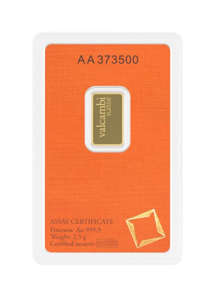 valcambi CKS Valcambi Suisse 2.5g Pure 999.9 Fine Gold Bar 24KT - 2.5 Grams  - Image 2