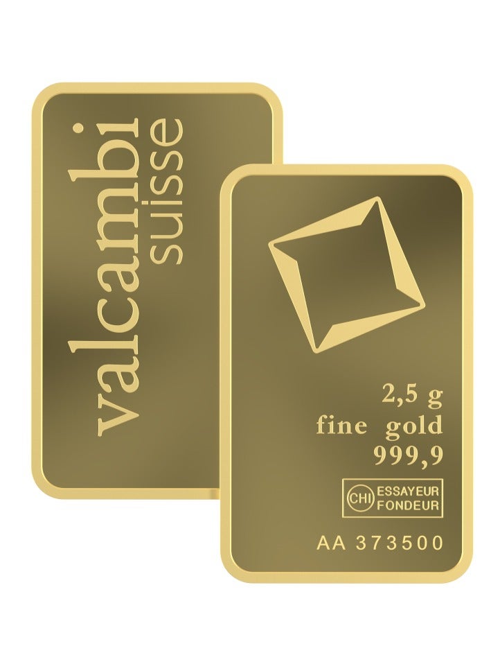 valcambi CKS Valcambi Suisse 2.5g Pure 999.9 Fine Gold Bar 24KT - 2.5 Grams  - Image 3