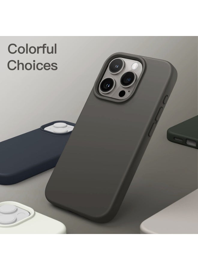 Compatible with iPhone 16 Pro Case 6.9 Inch Slim Liquid Silicone 4 Layers Soft Gel Rubber Shockproof Protective Phone Case with Anti Scratch Microfiber Lining (Grey) - Image 2