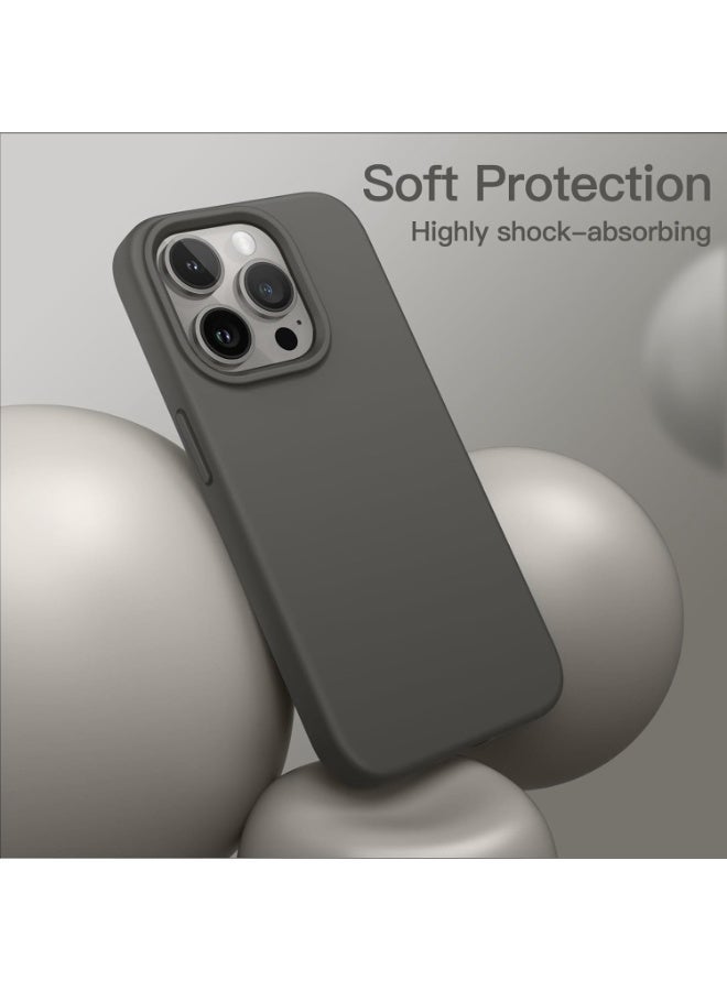 Compatible with iPhone 16 Pro Case 6.9 Inch Slim Liquid Silicone 4 Layers Soft Gel Rubber Shockproof Protective Phone Case with Anti Scratch Microfiber Lining (Grey) - Image 4