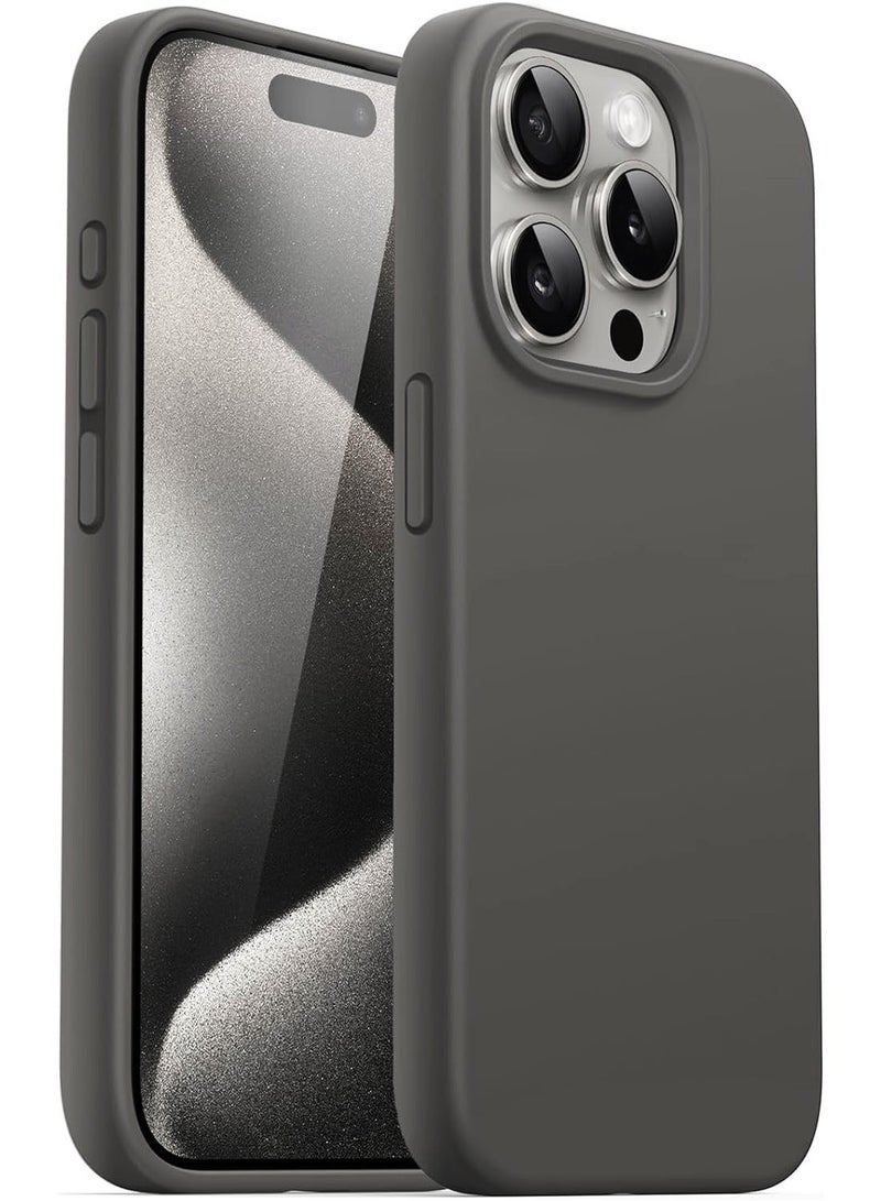 Compatible with iPhone 16 Pro Case 6.9 Inch Slim Liquid Silicone 4 Layers Soft Gel Rubber Shockproof Protective Phone Case with Anti Scratch Microfiber Lining (Grey) - Image 1