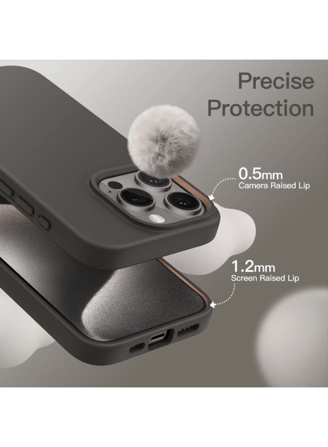 Compatible with iPhone 16 Pro Case 6.9 Inch Slim Liquid Silicone 4 Layers Soft Gel Rubber Shockproof Protective Phone Case with Anti Scratch Microfiber Lining (Grey) - Image 3