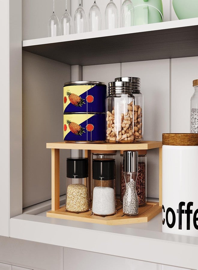 VERTORGAN 2 Tier Corner Shelf, Plate Organizer for Cabinet-Bamboo Corner Cabinet Shelf Organization-Suitable for Pantry Organization and Storage（Black） - Image 2