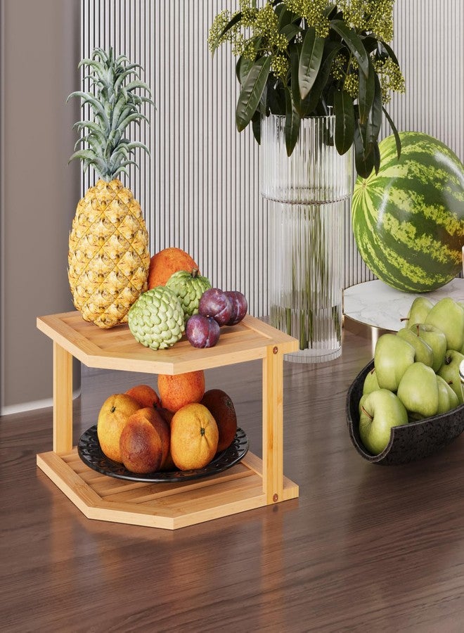 VERTORGAN 2 Tier Corner Shelf, Plate Organizer for Cabinet-Bamboo Corner Cabinet Shelf Organization-Suitable for Pantry Organization and Storage（Black） - Image 5
