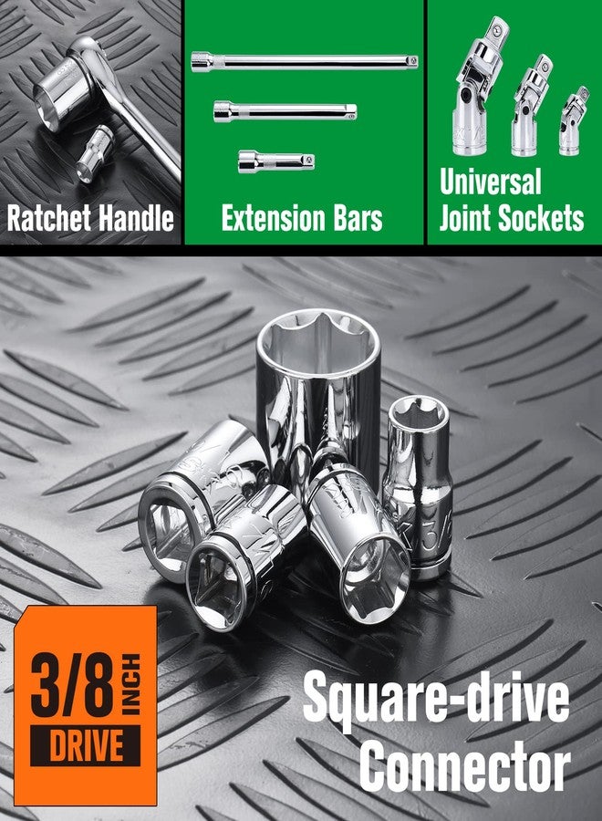 SK Tools USA 3/8" Drive, 12 Piece, 6 Point, Shallow, SAE Chrome Socket Set | SK01340 - Image 4