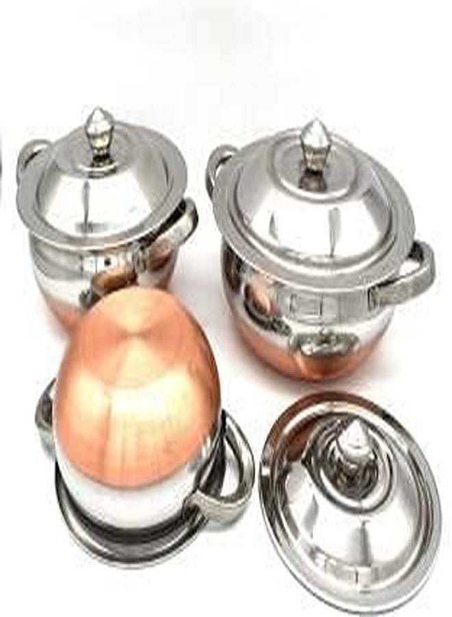 Damurhu Stainless Steel Copper Bottom Multipurpose Cook & Serve Handi with Lid Size - 1,2,3 - Image 3