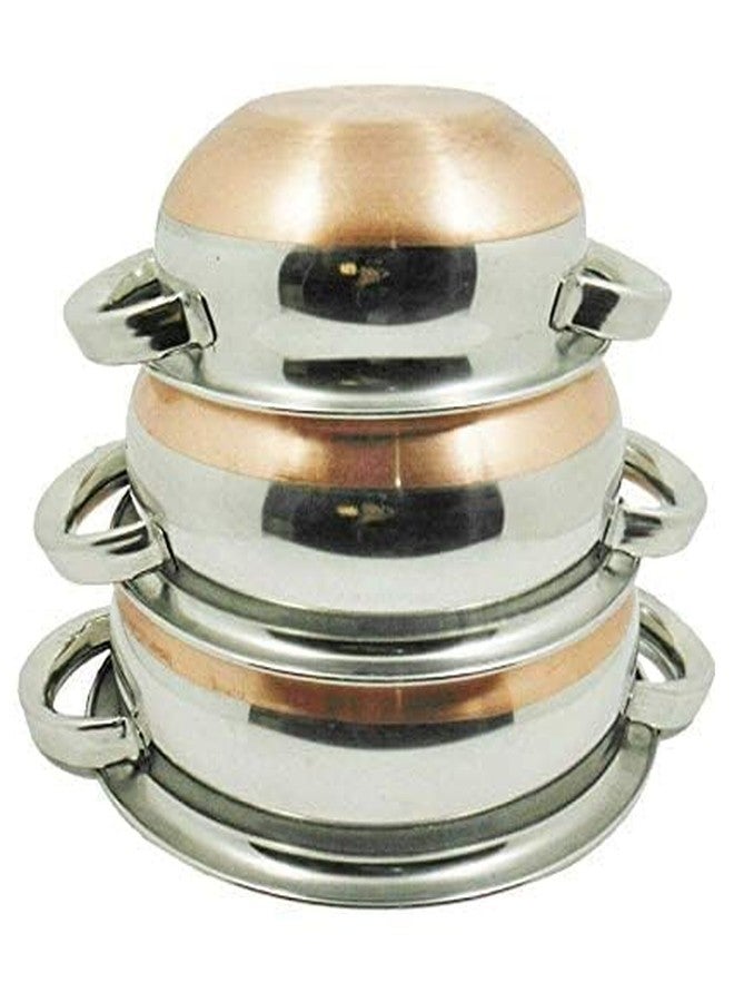 Damurhu Stainless Steel Copper Bottom Multipurpose Cook & Serve Handi with Lid Size - 1,2,3 - Image 2