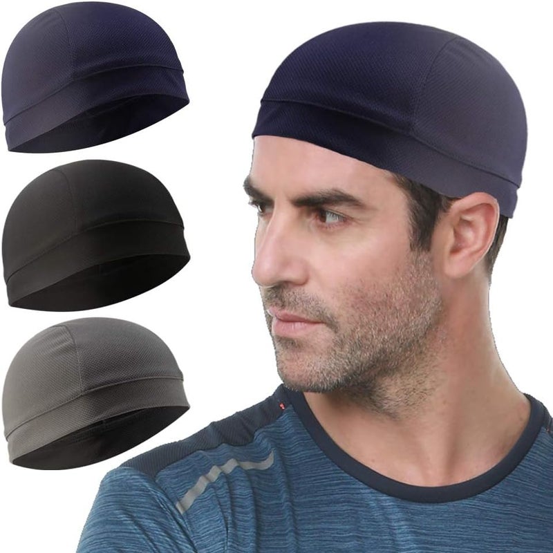 WSHSTS 3 Pack Cooling Skull Cap Helmet Liner Sweat Wicking Cycling Running Hat for Men Women - Image 1