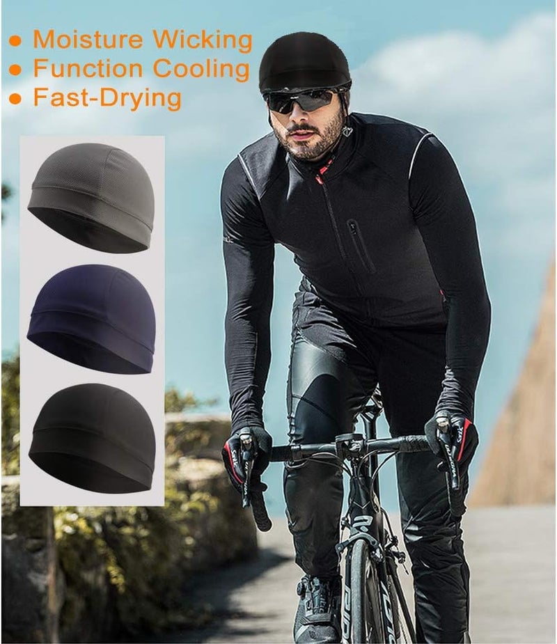 WSHSTS 3 Pack Cooling Skull Cap Helmet Liner Sweat Wicking Cycling Running Hat for Men Women - Image 2