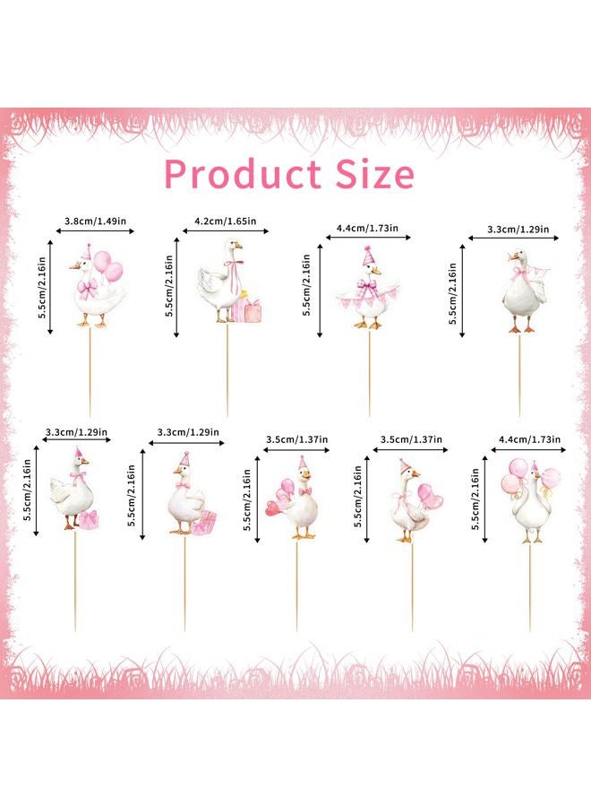 EoBeCy 36 Pcs One Funny Goose Birthday Decor for Girls, Cute Pink Goose Themed Cupcake Toppers, Fun Farm Animal Birthday Baby Shower Gender Reveal Party Supplies (9 Designs) - Image 3