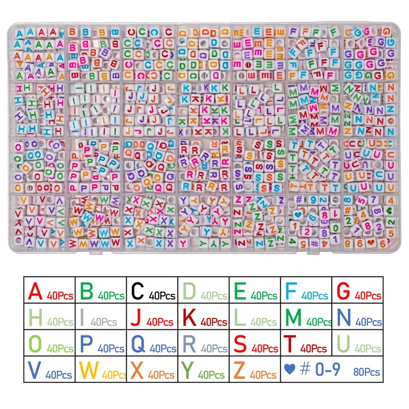 MELIUS Acrylic Square Letter Beads, 1120Pcs 6x6mm in Alphabetical Order A-Z Colorful Letter Beads with Numbers Beads for Jewelry Making, DIY Bracelets, Key Chains (6x6mm, Multicolored) - Image 2