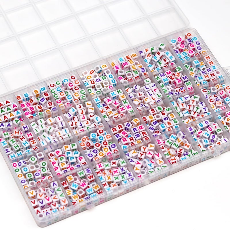 MELIUS Acrylic Square Letter Beads, 1120Pcs 6x6mm in Alphabetical Order A-Z Colorful Letter Beads with Numbers Beads for Jewelry Making, DIY Bracelets, Key Chains (6x6mm, Multicolored) - Image 5