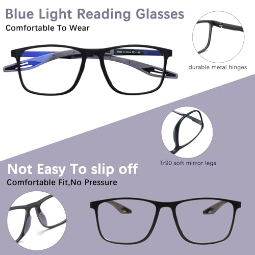 CLASAGA Progressive Multifocal Reading Glasses for Men Photochromic Gray Sunglasses Sports Style Blue Light Blocking Computer Readers (Black&Grey, 3.0, x) - Image 5