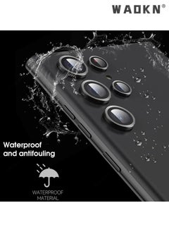 WAOKN Camera Lens Glass Protector With Ring For Samsung Galaxy S24 Ultra Scratch-Resistant Ultra-Thin Tempered Glass with Aluminum Edge Scratch-Resistant Ultra-Thin Tempered Glass with Aluminum Edge, Black  - Image 2