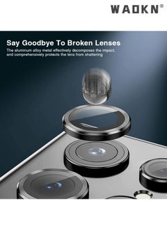 WAOKN Camera Lens Glass Protector With Ring For Samsung Galaxy S24 Ultra Scratch-Resistant Ultra-Thin Tempered Glass with Aluminum Edge Scratch-Resistant Ultra-Thin Tempered Glass with Aluminum Edge, Black  - Image 4