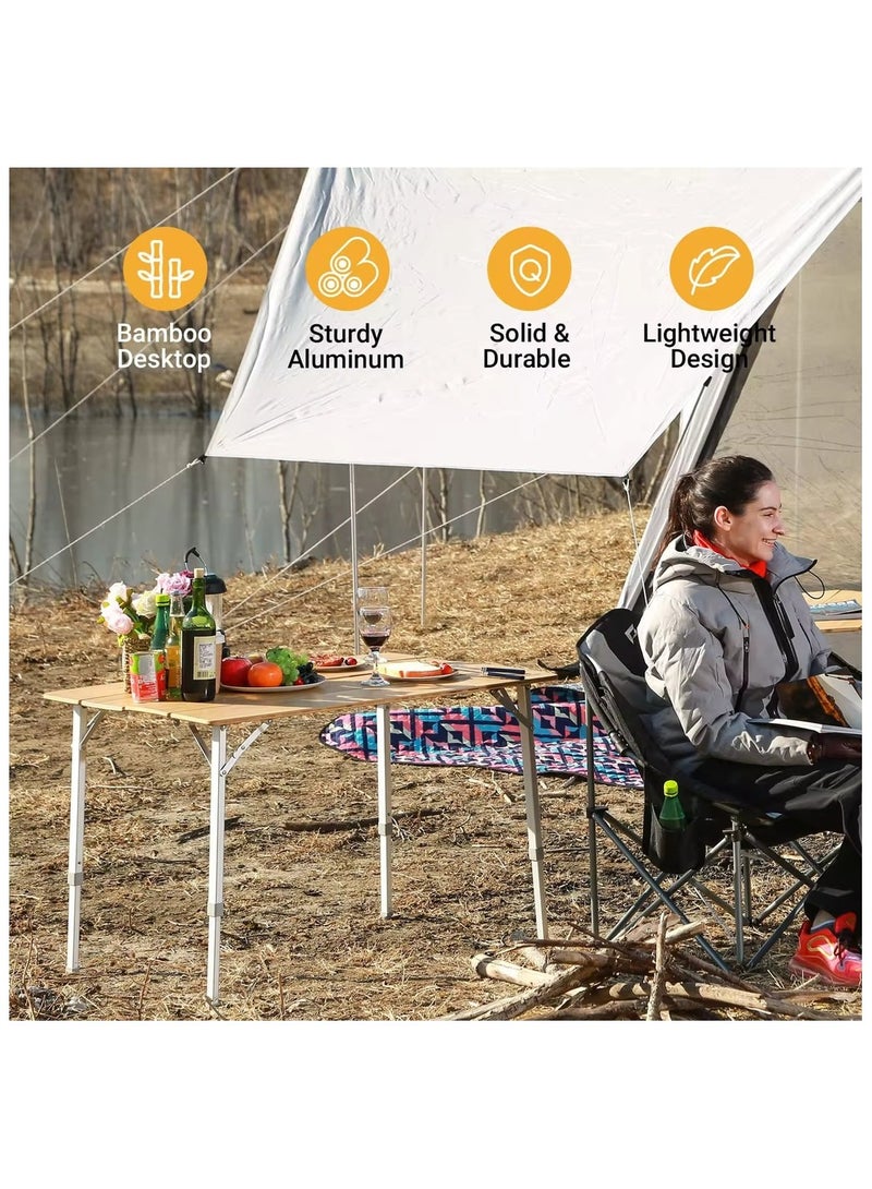 ALGHAFA Folding bamboo table 100*60*65 - Image 1