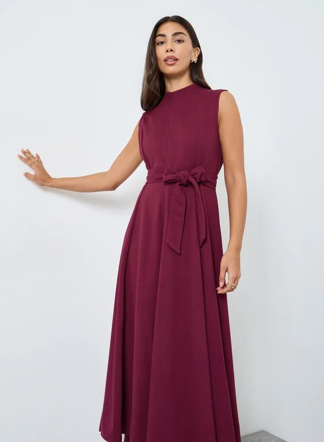 Styli Styli Maroon Sleeveless A-Line Maxi Dress