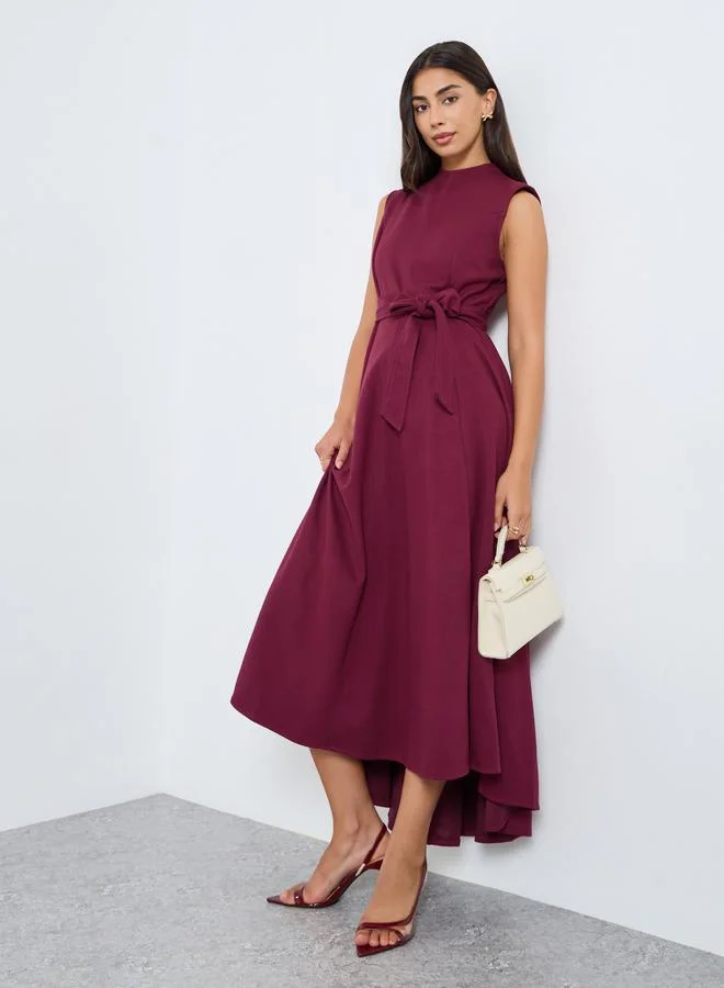 Styli Styli Maroon Sleeveless A-Line Maxi Dress