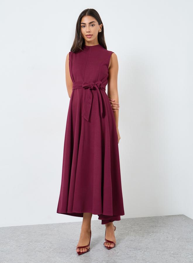 Styli Maroon Sleeveless A-Line Maxi Dress - Image 3