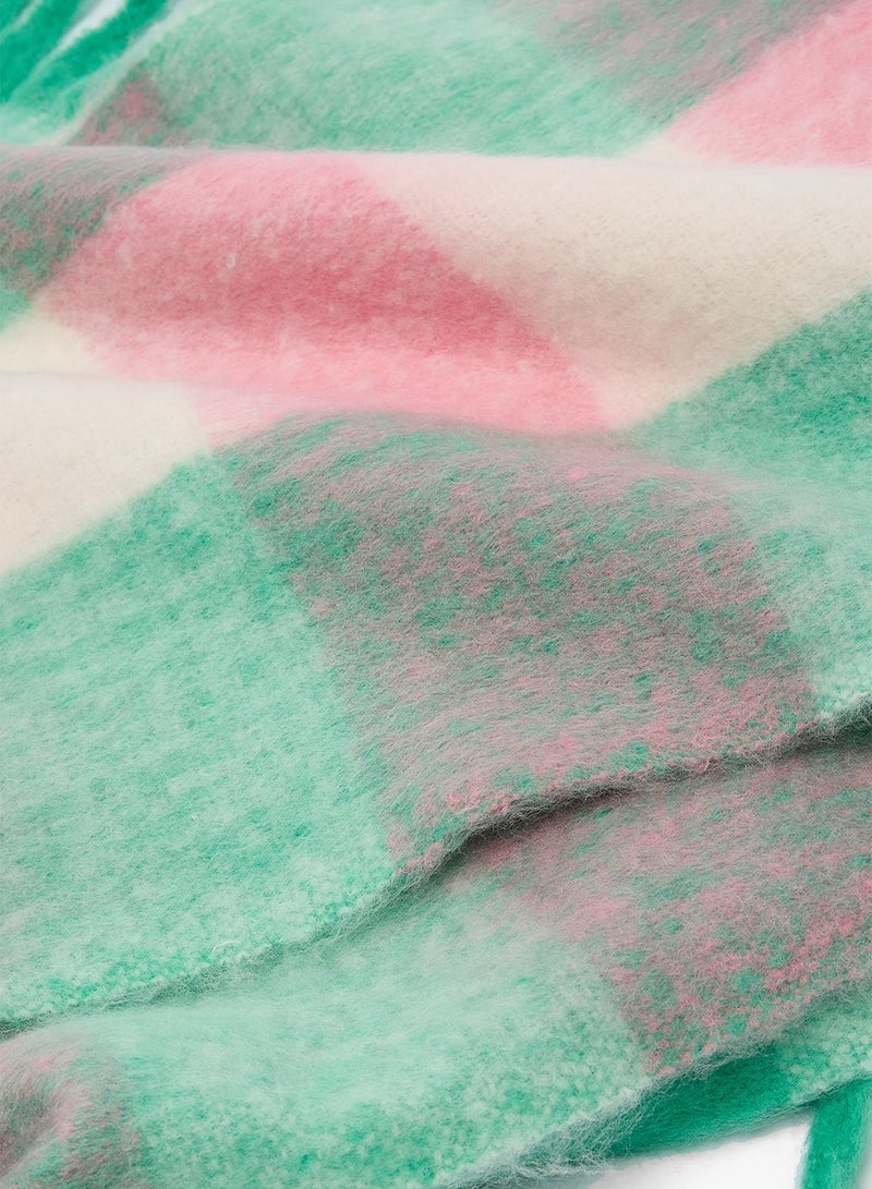 Ginger Soft Checkered Tassel Scarf - Image 4