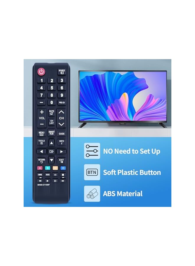 ELTRAZONE Universal Remote Control for Samsung Smart TVs – Compatible with LCD, LED, SUHD, UHD, and HDTV 3D Models – Replaces BN59-01199F, BN59-01315A, BN59-01315B, BN59-01315J, BN59-01315D, BN59-01315N – Plug & Play, No Programming Required - Image 4