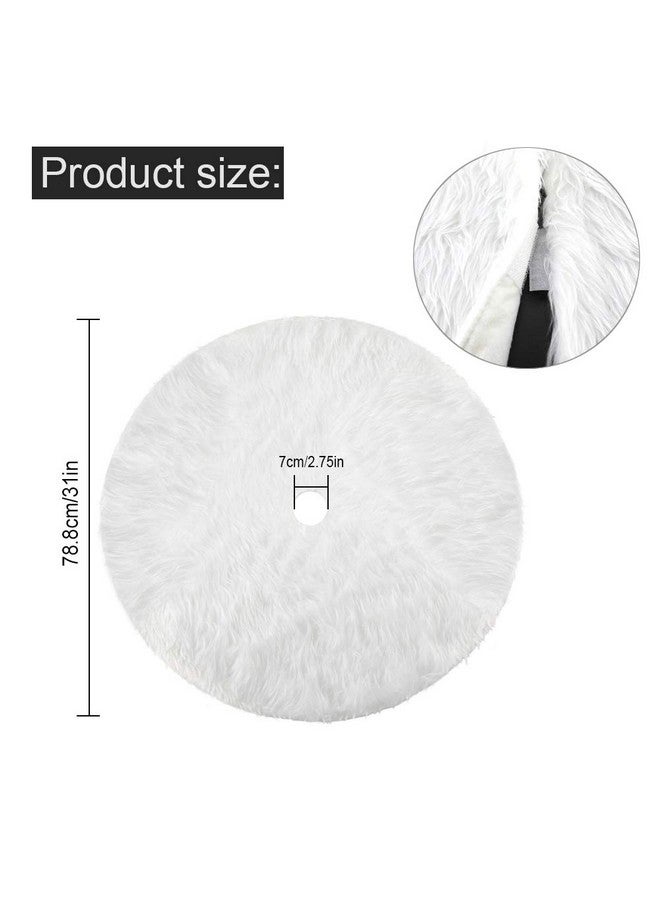 Konsait Plush Christmas Tree Skirt - Round Snow White Xmas Tree Mat Base Cover for Holiday Home Decorations, 31Inch/78CM - Image 2