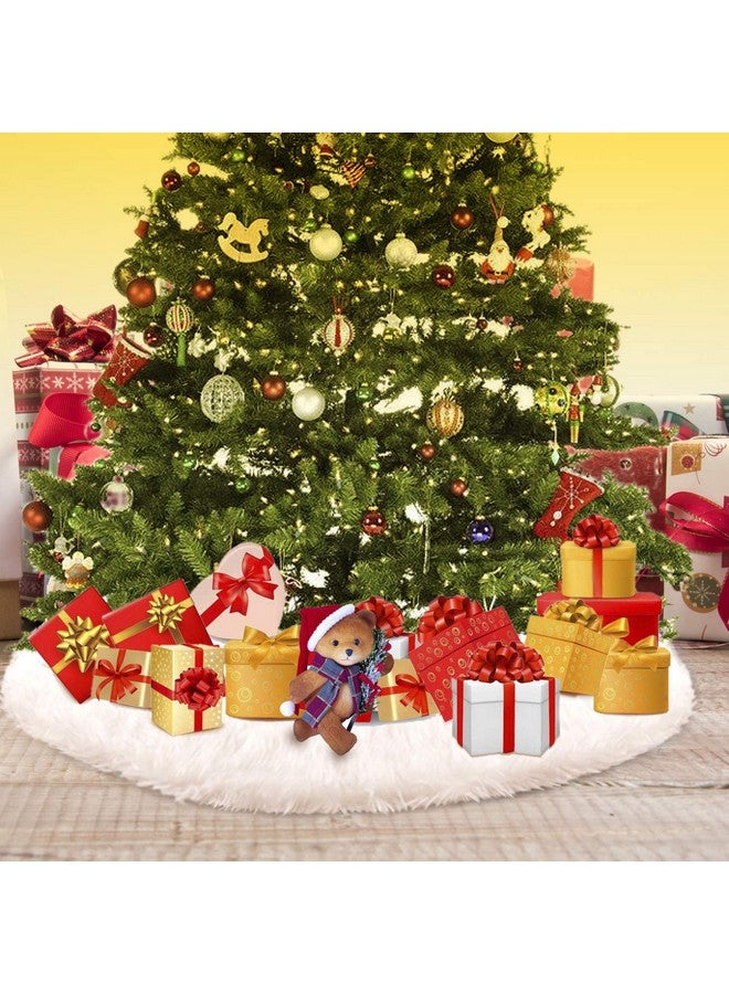 Konsait Plush Christmas Tree Skirt - Round Snow White Xmas Tree Mat Base Cover for Holiday Home Decorations, 31Inch/78CM - Image 5