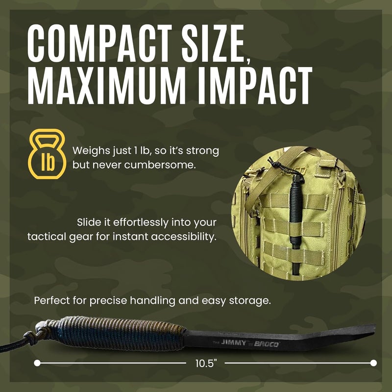 Broco Jimmy Tactical Pry Bar, EDC, Rescue & Breaching Tool, Durable Steel, Comfort Grip, Nail Puller Tool, Crowbar, 10.5inch Prybar - Image 4