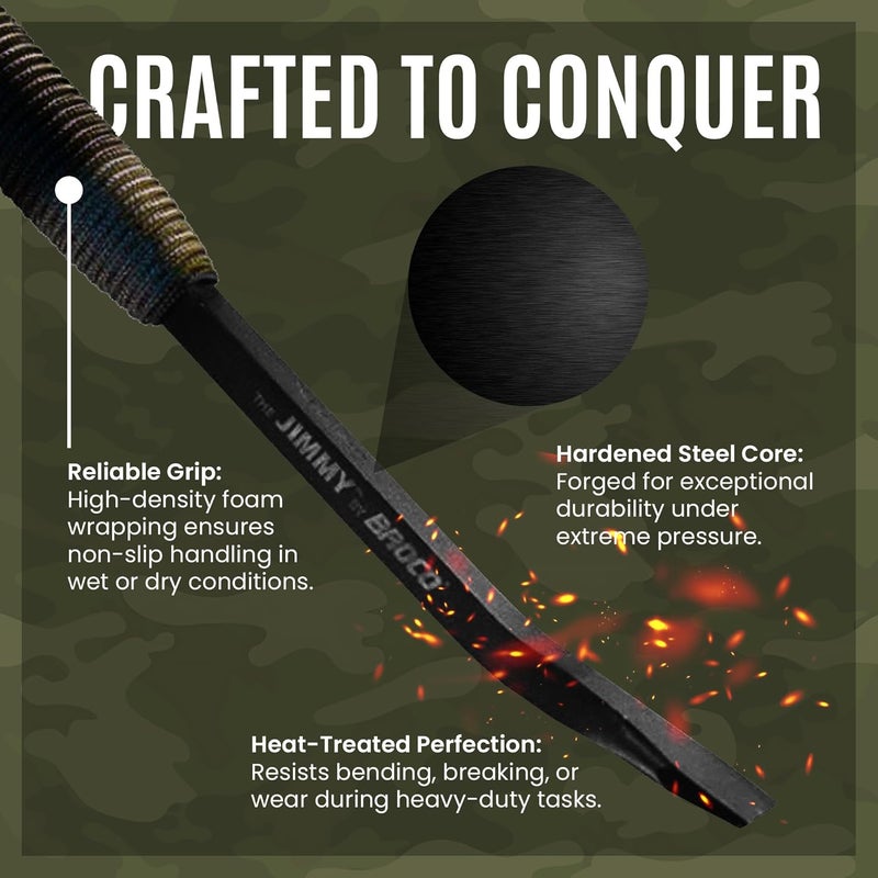 Broco Jimmy Tactical Pry Bar, EDC, Rescue & Breaching Tool, Durable Steel, Comfort Grip, Nail Puller Tool, Crowbar, 10.5inch Prybar - Image 2