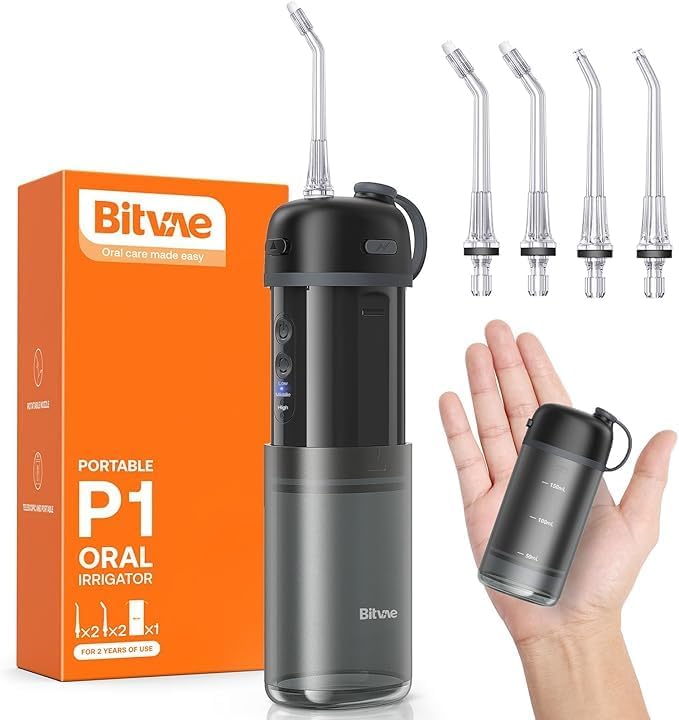 Bitvae Portable Mini Water Flosser for Teeth Collapsible Dental Floss & Water Pick Cordless Telescopic Tank, IPX7 Waterproof, Sensitive Teeth & Braces, Travel Ready (Blue) - Image 3