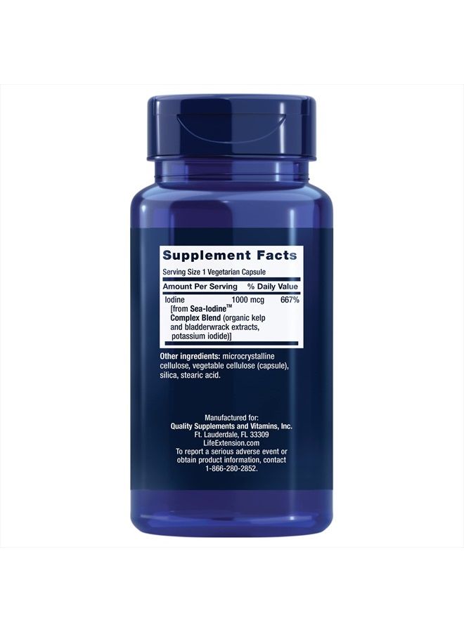 Life Extension Sea-Iodine 1000 mcg – Iodine Supplement Without Salt – Iodine From Organic kelp and Bladder Wrack Extracts - Gluten-Free, Non-GMO, Vegetarian - 60 Capsules - Image 2