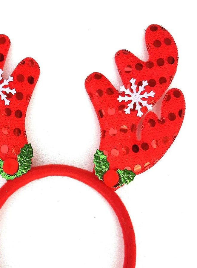 Infispace® Christmas Reindeer Antlers Headband with Bells for Adults (Green Red (Pack of 4)) - Image 3