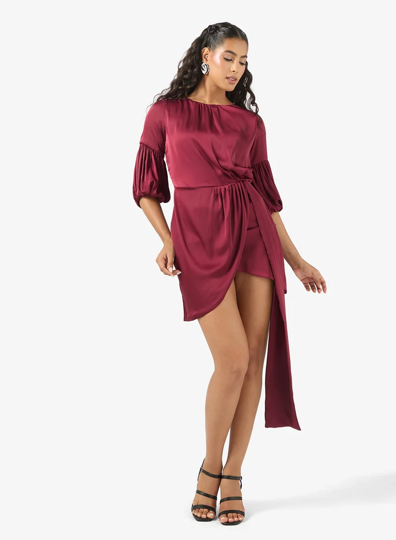 Dramatic Side Bow-Tie Mini Dress