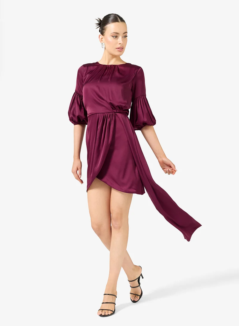 Rene Dramatic Side Bow-Tie Mini Dress