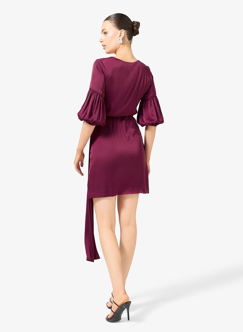 رينيه فستان قصير بفيونكة جانبية دراماتيكية - Image 2