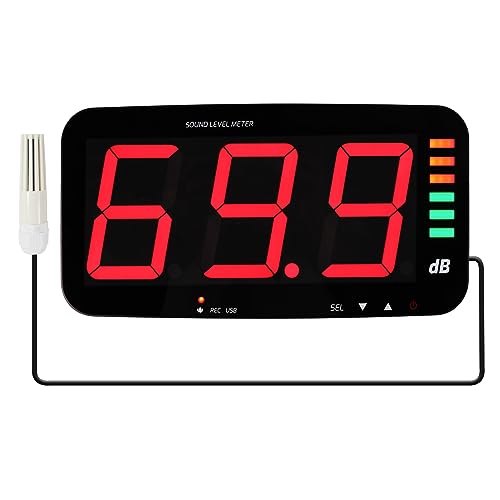 DANOPLUS Decibel Meter Recorder 13 Inches Sound Level Meter, Wall Mount Noise Meter for Classroom Sound Meter with 16.4ft Sensor, Buzzer Alarm and Unlimited Data Logging, Noise Meter Decibel for Studio, Home - Image 1