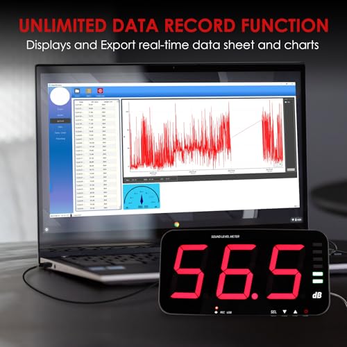 DANOPLUS Decibel Meter Recorder 13 Inches Sound Level Meter, Wall Mount Noise Meter for Classroom Sound Meter with 16.4ft Sensor, Buzzer Alarm and Unlimited Data Logging, Noise Meter Decibel for Studio, Home - Image 3
