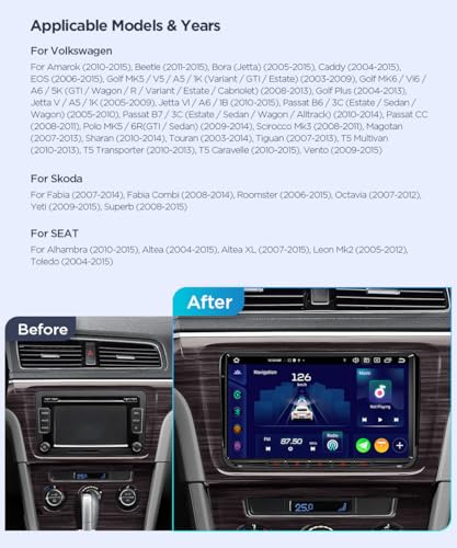 XTRONS Car Stereo for VW Volkswagen EOS Golf Android 14 Octa Core 6GB128GB Car Radio 9 QLED IPS Touch Screen GPS Navigation Bluetooth Head Unit Builtin DSP CarPlay Android Auto 4G LTE - Image 3