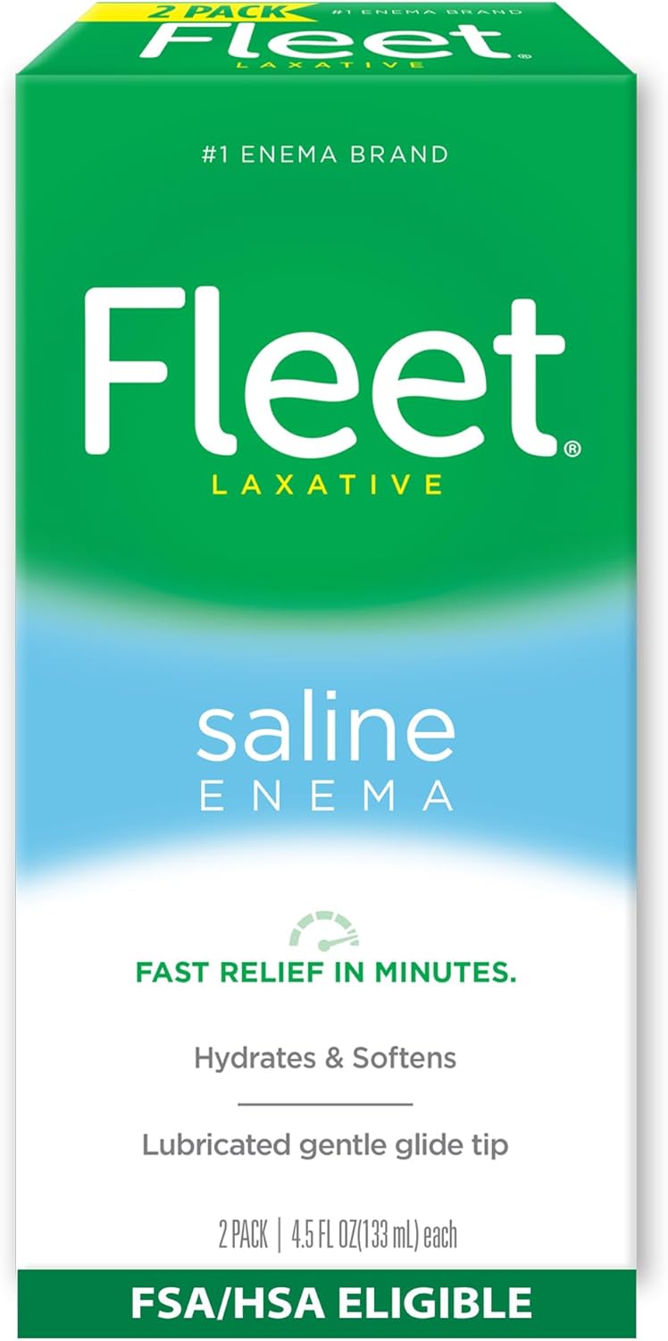Fleet حقنة ملينة ملحية، تخفيف الإمساك للبالغين، مجموعة حقن مسبقة التعبئة سريعة المفعول، 4.5 أونصة سائلة، زجاجتان - Image 1