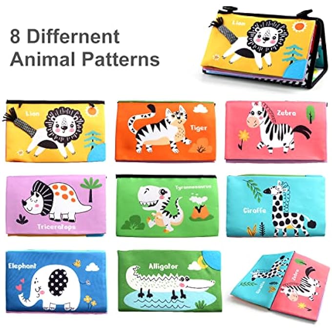 TUMMY TIME FLOOR MIRROR, HIGH CONTRAST BABY BOOK, SOFT CRINKLE CLOTH BOOK WITH TEETHERS, ACTIVITY SENSORY DEVELOPMENTAL GIFT TOYS FOR INFANTS NEWBORN BOYS GIRLS 0-12 MONTHS - Image 4