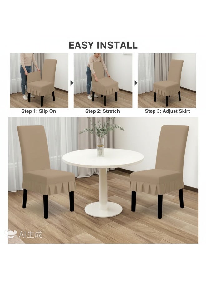 الأزرق جي دبليو تنورة جاكارد مجموعة أغطية كراسي مرنة غطاء كرسي مع تنورة مجموعة أغطية كراسي جاكارد مرنة، غطاء كرسي مطاطي سميك لحماية غرفة الطعام والمطعم - Image 3