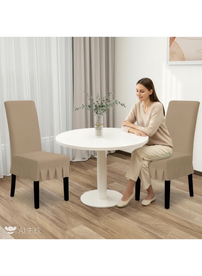 الأزرق جي دبليو تنورة جاكارد مجموعة أغطية كراسي مرنة غطاء كرسي مع تنورة مجموعة أغطية كراسي جاكارد مرنة، غطاء كرسي مطاطي سميك لحماية غرفة الطعام والمطعم - Image 1