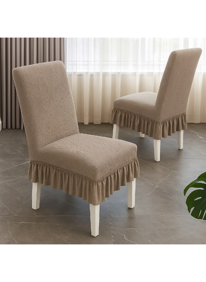 الأزرق جي دبليو تنورة جاكارد مجموعة أغطية كراسي مرنة غطاء كرسي مع تنورة مجموعة أغطية كراسي جاكارد مرنة، غطاء كرسي مطاطي سميك لحماية غرفة الطعام والمطعم - Image 4