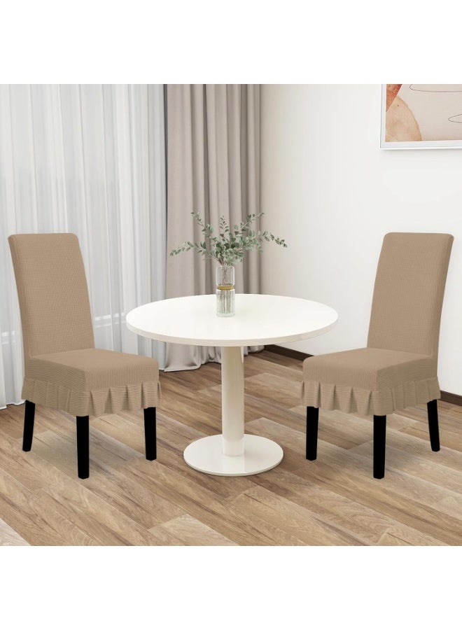 الأزرق جي دبليو تنورة جاكارد مجموعة أغطية كراسي مرنة غطاء كرسي مع تنورة مجموعة أغطية كراسي جاكارد مرنة، غطاء كرسي مطاطي سميك لحماية غرفة الطعام والمطعم - Image 2