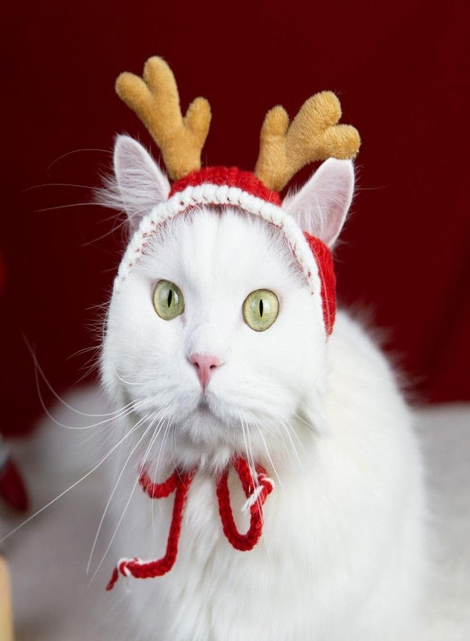 MITOCAPY Handmade Dog Christmas Antlers,Anti-Slip Cat Reindeer Antlers,Headband Christmas Cat Hat,Adjustable Reindeer Costume,Grinch Antler for Rabbits,Gifts for Pets - Image 2
