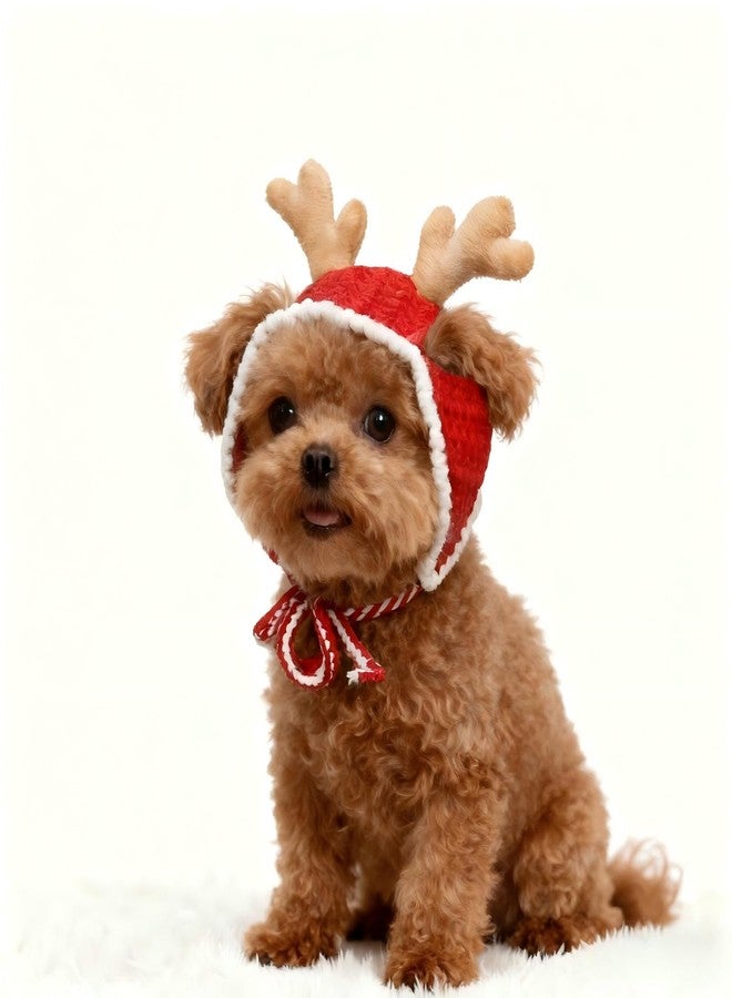 MITOCAPY Handmade Dog Christmas Antlers,Anti-Slip Cat Reindeer Antlers,Headband Christmas Cat Hat,Adjustable Reindeer Costume,Grinch Antler for Rabbits,Gifts for Pets - Image 1