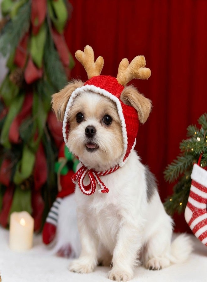 MITOCAPY Handmade Dog Christmas Antlers,Anti-Slip Cat Reindeer Antlers,Headband Christmas Cat Hat,Adjustable Reindeer Costume,Grinch Antler for Rabbits,Gifts for Pets - Image 4