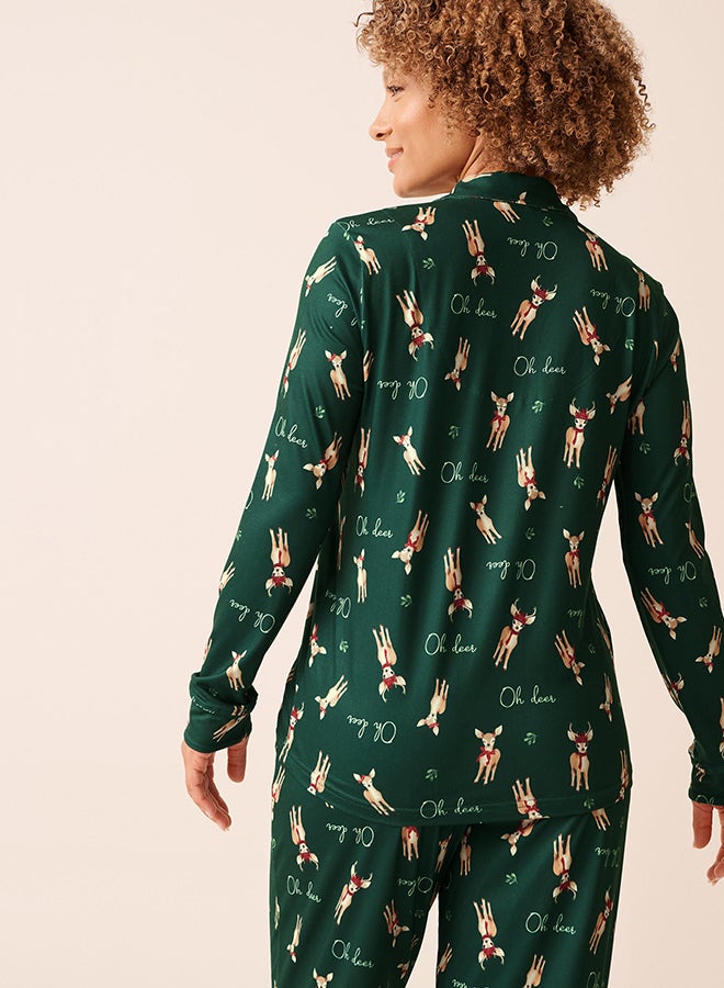 La Vie en Rose Deer Print Super Soft Button-down Shirt - Image 2