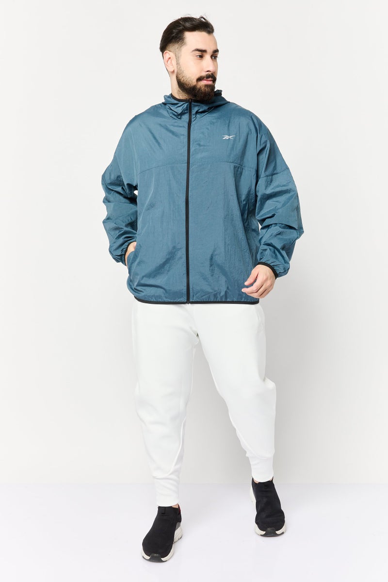 Reebok جاكيت تدريب رياضي للرجال بأكمام طويلة، رمادي - Image 3