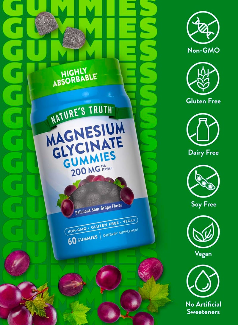 Nature's Truth Magnesium Glycinate Gummies, Delicious Sour Grape, 60 Gummies - Image 3